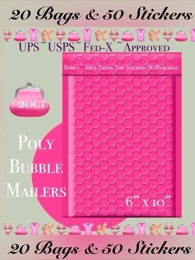 20ct   Bubble Poly Mailers 👙🆕👙 
Boutique Mailers  w/ 50ct Free Stickers